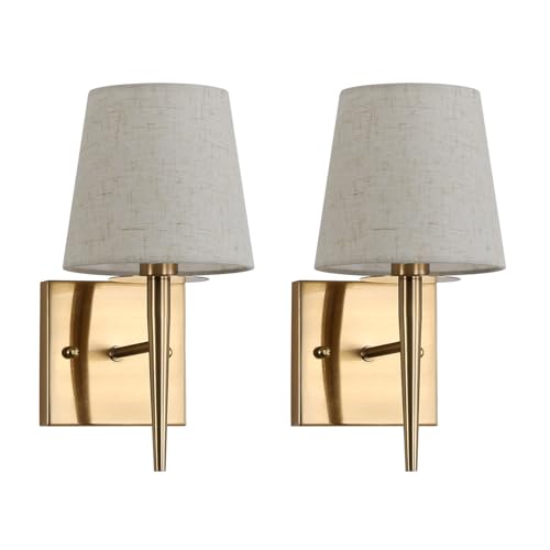Kaj Hejmo Mid-Century Modern Wall Sconce with Beige Fabric Shade | 1-Light An...