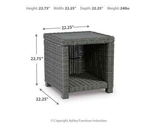 Signature Design by Ashley Elite Park Outdoor Wicker Patio End Table, Gray - image 2