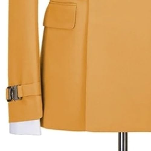 Image of Men's 2 Piece Suit with Metal Clasp Slim Fit Suit Stylish Business Pants Casual Wedding Grooms Tuxedo Suit