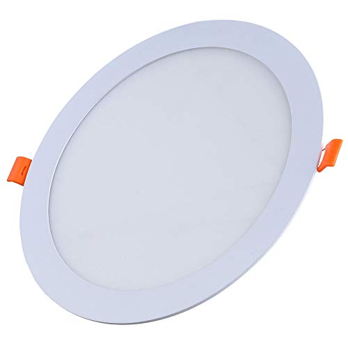 FactorLED ¡OFERTA! Downlight LED 20W Slim, Placa Circular Empotrable, Panel Redondo Extraplano 2400 lúmenes, Corte techo Φ205mm, [Clase de eficiencia energética A++] (Luz Fría (6000K))