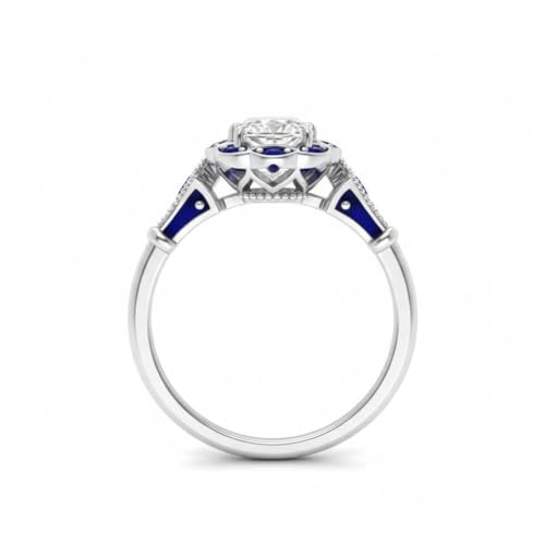 Image of Choose Your Gemstone Vintage Halo Diamond CZ Engagement Ring Sterling Silver Cushion Shape Vintage Engagement Rings Minimal Modern Design Birthday Gift Wedding Gift US Size 4 to 12