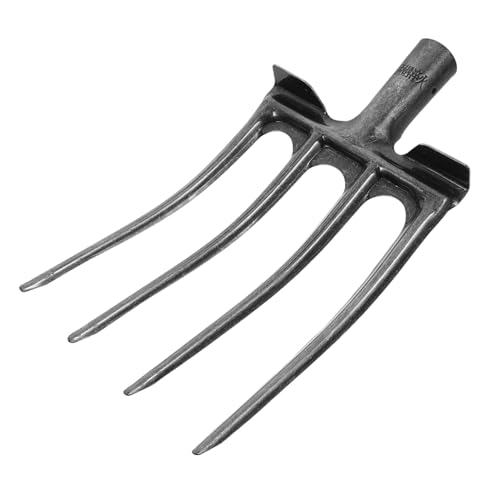 Garneck Horquilla Metálica De Acero Resistente para Jardinería y Agricultura, Herramienta 4 Púas para Aflojar y Voltear Tierra, Cabezal Negro Multifuncional para Cultivo y Suelo