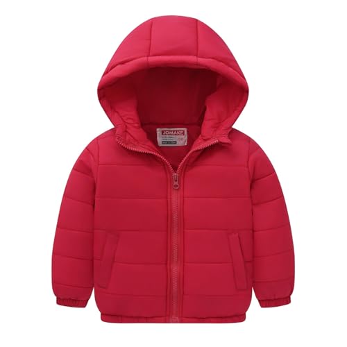 ベビー 冬 アウター 暖かい 中綿ジャケット キッズ ダウンジャケット フード付き 男の子 女の子 保温 防寒 防風 ダウンコート アウトドア あったか 幼児服 可愛い 赤ちゃん 上着 子供服 雪遊び お出かけ 誕生日 出産祝い(レッド,130)