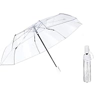 VIPOPICO Transparenter Regenschirm Automatik – Durchsichtiger Taschenschirm mit Fiberglasgestell, Leichter Kompakter Reiseschirm für Damen & Herren, Ideal für Hochzeit & Fotografie(Klares-Weiß)