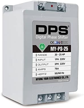 Single Phase to 3 Phase Converter, MY-PS-25 Model, Suitable for 20HP(15Kw) 60 Amps 200-240V 3 Phase Motor, DPS Should Be Used for One Motor Only, Input/Output 200V-240V, Digital Type