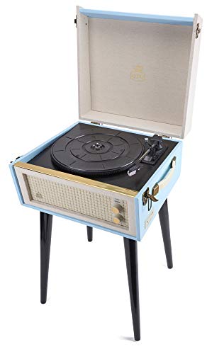 Platine vinyle style rétro GPO Bermuda bleu avec haut-parleur et lecteur MP3 USB