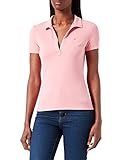 TJW Slim Flag V-Neck Polo SS Tommy Jeans Polo Tjw Slim Flag Cuello en V SS Camisa, Fresh Pink, S para Mujer