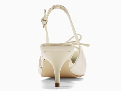 Coutgo Womens Slingback Kitten Heels Bow Pointed Toe Wedding Dress Shoes — view 6