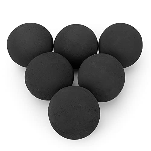 Stanbroil Ceramic Fire Balls - 5” Round Fire Stones For Fire Pit Fire Bowl And Fireplace - Set Of 6, Black #TOP7