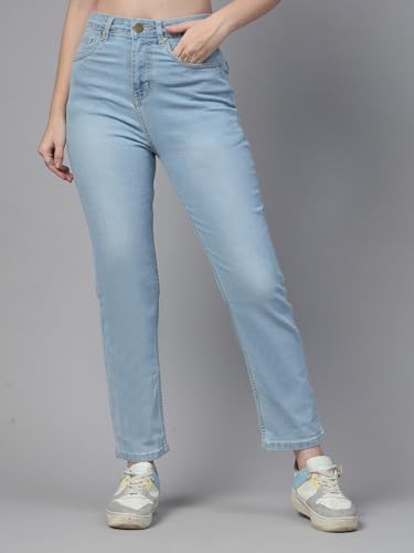 Image of Style Quotient Women Tinted Blue HIGH Rise Straight FIT Jeans