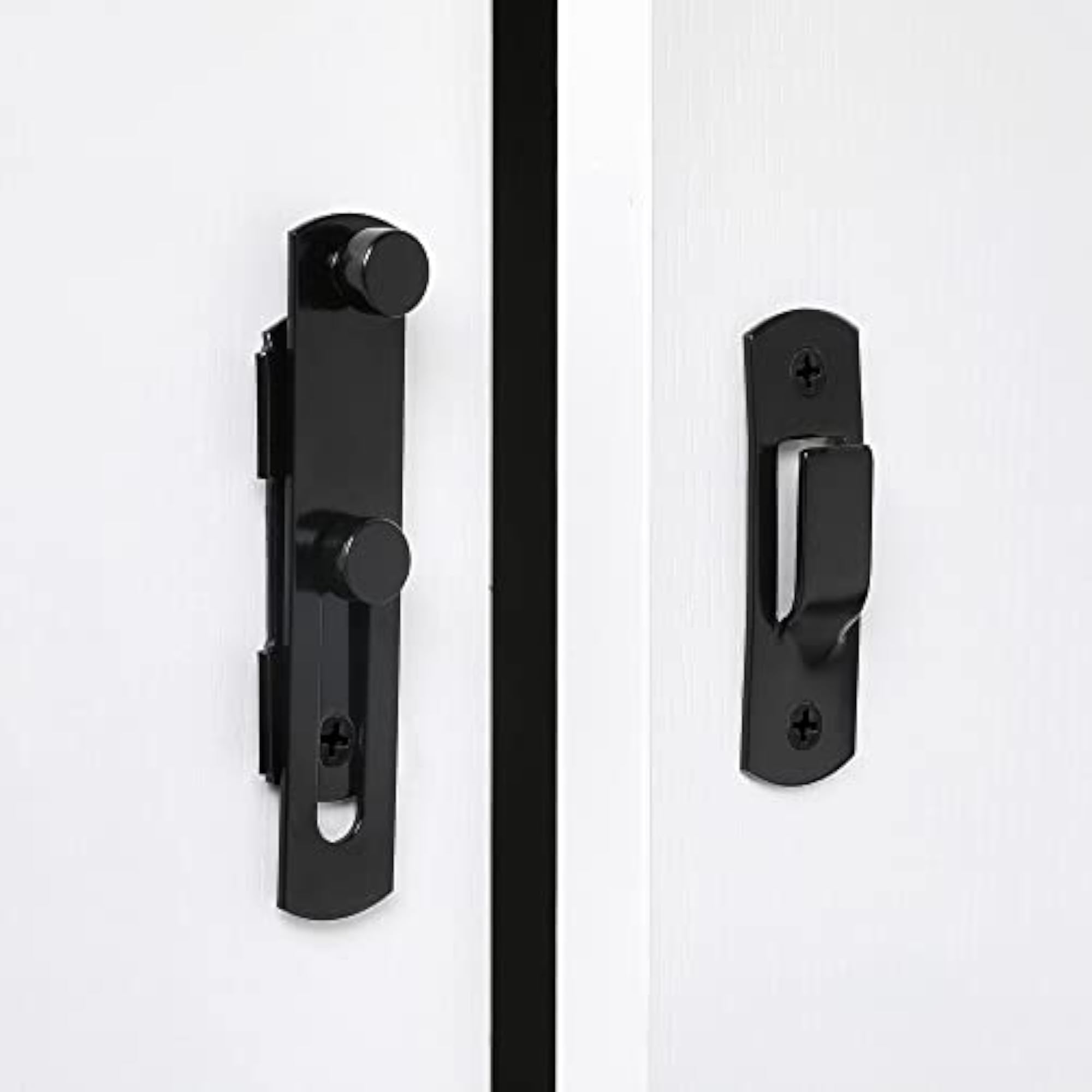 2 Packs Black Stainless Steel Barn Door Latch Bi-Fold Lock