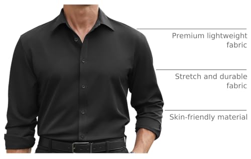 Image of COOFANDY Mens Stretch Dress Shirts Long Sleeve Button Down Shirt Regular Fit Formal Business Shirts