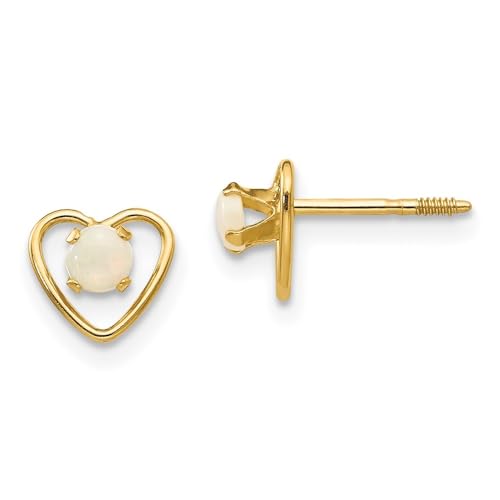 Auriga Fine Jewelry 14K Yellow Gold Madi K 3mm Opal Heart Stud Earrings (L-6 mm, W-6 mm)
