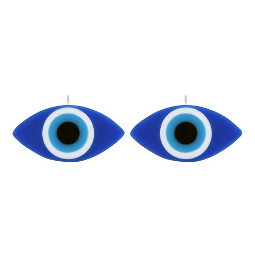 PROSPERRO LUMO By Parkash Candles Blue Evil Eye Candle Gift Nazar Home Decor Handmade Candles Desk Sculpture Decoration For House || Set Of 2 (Evil Eye), Wax, Unscented