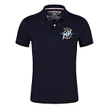 DKDAHIO Polo pour Hommes Manches Courtes pour M.V A.g.u.s.t Polo de Golf à T Shirt Décontracté Bouton T Shirts de Sport de Base Navy Blue||L