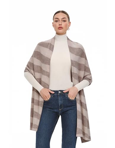 PULI Womens Large Scarf Wave Stripes Jacquard Shawl Wraps for