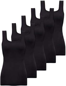 BQTQ 5 PCS Canottiere Donna Tank Top Senza Maniche Canotta con Scollo Quadrato Canottiera Sportiva per Donna Ragazze (Nero, XL)