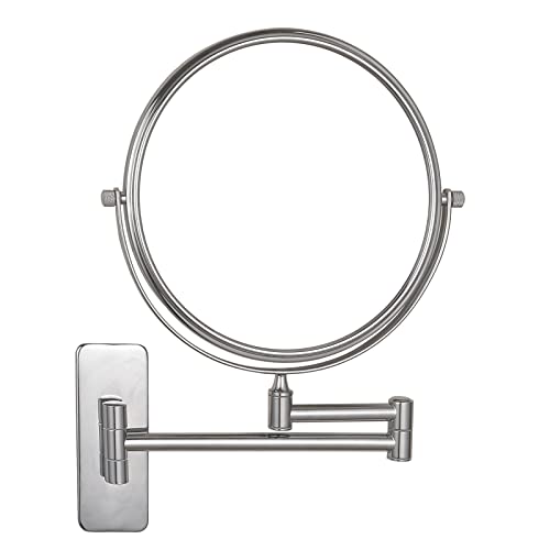 Nicesail Espejo cosmético de pared con aumento 7X – Espejo de maquillaje extensible – Rotación de 360° – Espejo de afeitar para montar en pared – Espejo de aumento para baño – Cromado