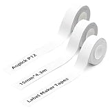Aopick P12 Etiketten 3 Rolls Weiß (15mm*4.3m), Thermoetiketten-selbstklebende Etiketten 3 Rolls Drucken Papier Klebeband passend für Schule, Haus, Büro, Name, Geschenk