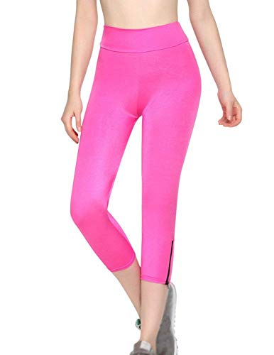 Polainas De Las Mujeres Color Sólido Cintura Elástico Pantalones Deportivos Elástica Entrenamiento Fitness Estiramiento Delgado Pantalones De Yoga Pantalones De Jogging (Color : Rose, Size : M) Cover