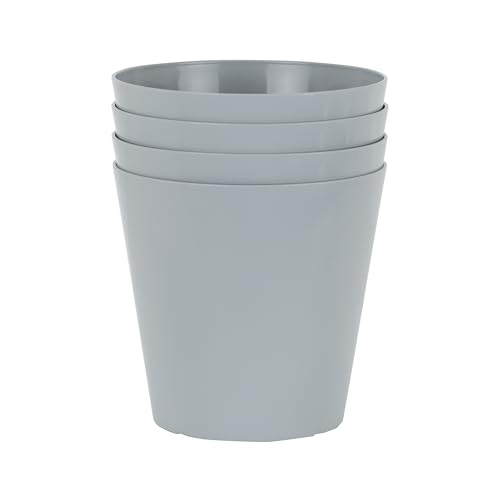 Image of Wham Studio 4 x 21cm Round Plastic Planters | Ideal for Home, Office, Kitchens, Bathrooms, Gardens | Suitable for Indoor & Outdoor Use | Made in the UK - Cool Grey