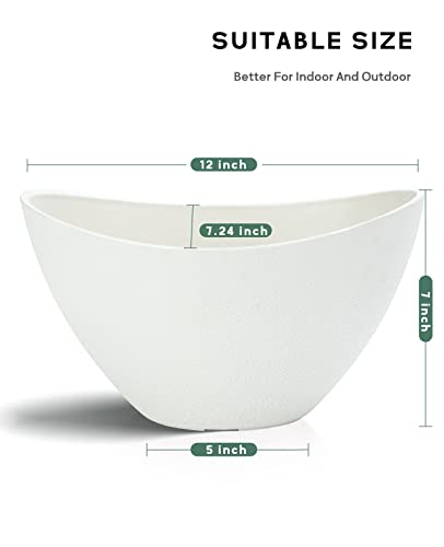 Ladovita Plant Pots With Drainage Holes, 12 Inch Large Planters For Indoor Plants, Plastic Flower Pots Outdoor, 2 Pack, White #TOP1