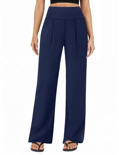 FireSwan Wide Leg Yoga Pants for Women Work Palazzo Pants with Pockets Casual Lounge Dress Trousers Navy Blue FireSwan Wide Leg Yoga Pants for Women Work Palazzo Pants with Pockets Casual Lounge Dress Trousers Navy Blue