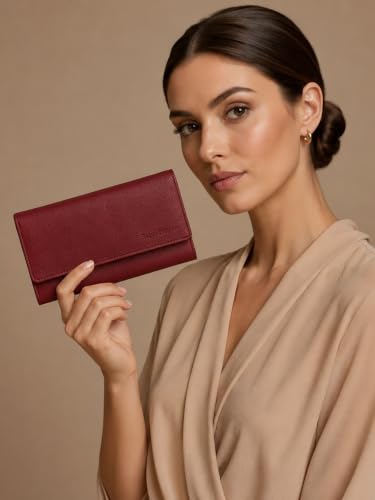 Image of Steve Jhonson Leather Wallet for Women - Mini Hand Purse with Card Holder - Women Stylish Clutch Purse - Cute Mini Ladies Wallet for Daily Use - Fancy Ladies Purse with Slim Design (Maroon Softy)