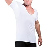 Ejis T-Shirt résistant à la Sueur pour Hommes de Marque avec Tampon Anti-Transpirant et Protection antimicrobienne à Base d'argent, et col V Profond en Coton (Petit Blanc)