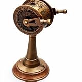THE NAUTICAL Attic Vintage Brass Telegraph Machine Replica 6 Inch Antique Decorative Desk Ornament with Wooden & Glass Details, Retro Maritime Office Decor