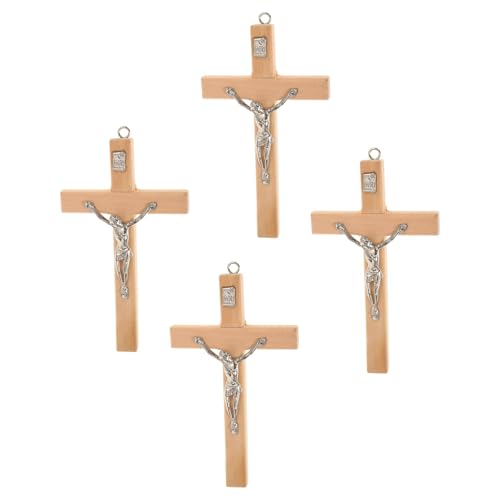 GANAZONO 5pcs Portable Wooden Cross Charm for Wall Decor Classic