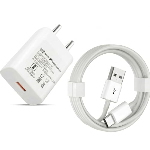 Image of Vivoo 44W Flash Charge Fast Charger Adapter with Type-C Cable | Rapid Charging Compatible for Vivo V Series, T Series, iQOO, Y Series | USB Type-A to Type-C | Travel-Friendly, Smart Safety Protection