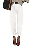 Astylish Women White Jeans High Waist Casual Loose Boyfriend Cropped Mom Denim Pants White Size 4