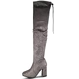Damenstiefel Damen Overknee Stiefel Überknie Boots Stiefeletten High Heels ST599 (37 EU, Grau)