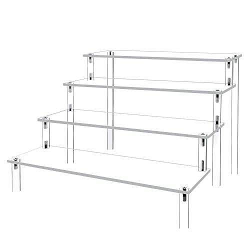M-sorflly Acrylic Display Risers Cupcake Stand for Food Desserts,Perfume Organizer 4 Tier Clear Shelf Display Stand Funko POP Collections,Perfume Stand for Organizer and Decoration(12 x 8 x 6 Inch)