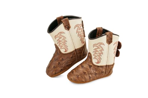 Image of Old West Poppets, Color: Brown Ostrich Print Foot/White Shaft, Size: 1, Width: D (10133-1)