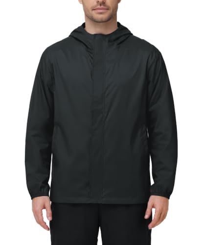 ZITY - ZITY Men's Waterproof Rain Jacket with Hood - Lightweight Packable Breathable Nylon Windbreaker for Hiking, Golf, and Cycling - Black, 4XL - Best Deal on Amazon