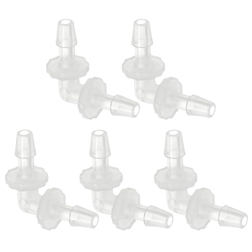 PATIKIL 7pcs Codo de 90 Grados Espiga para Manguera, L Conectores de Bomba de Aire de 2 Vías de Plástico Accesorios de Empalme Igual Adaptador de Púas para Acuario Gas Líquido, 4mm(5/32)