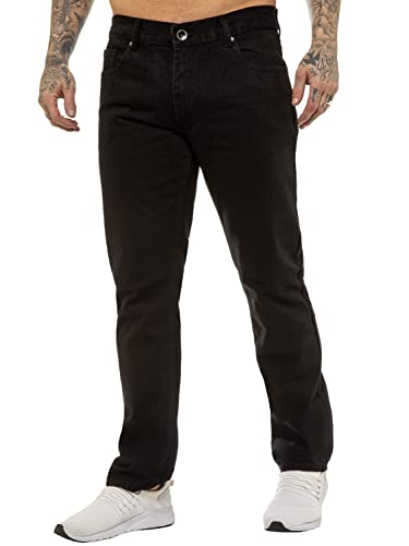 989Zé ENZO Mens Jeans Straight Leg Classic Fashion Regular Fit Cotton Basic Denim Pants Trousers EZ408 Black 36W / 30L