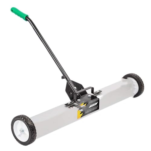 Balayeuse magnétique roulante de 18 Pouces | Capacité de 55 LB, avec loquet à dégagement Rapide et Long Manche réglable, pour la Collecte de Clous, Aiguilles et vis,01,24 inches