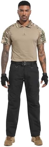 Rapoo Cargo Pants for Men Water Resistant Hiking Work Tactical Military Army Casual Pants for Men Many Pockets Mens Ripstop Lightweight Construction Carpenter Pants Black 30Wx32L - 3