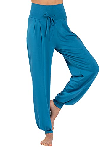 Magadi Pantalones de yoga Florence Aqua para mujer, de algodón orgánico, largos, para yoga, pilates, gimnasio, sostenibles y justos., Mujer, turquesa, medium Cover