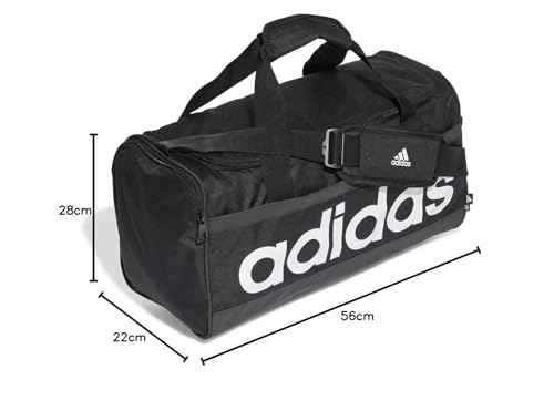 Image of adidas Essentials Linear Duffel Bag, Black /White, One Size, Duffel Bag