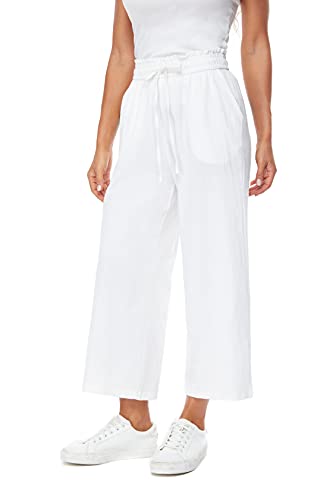 Bcofui Womens Linen Wide Leg Pants High Waisted Drawstring Flowy Casual Loose Trousers With Pockets #TOP1