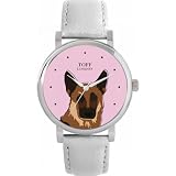 Toff London Orologio da cane marrone con testa di pastore tedesco