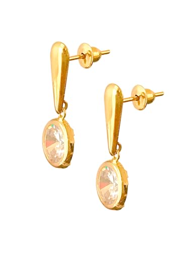 Brinco Feminino Gota Ouro 18k 750 Zircônia Redonda 6mm c/Estojo e Certificado