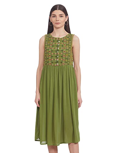 Image of Max Women Embroidered A-Line Below The Knee Dress