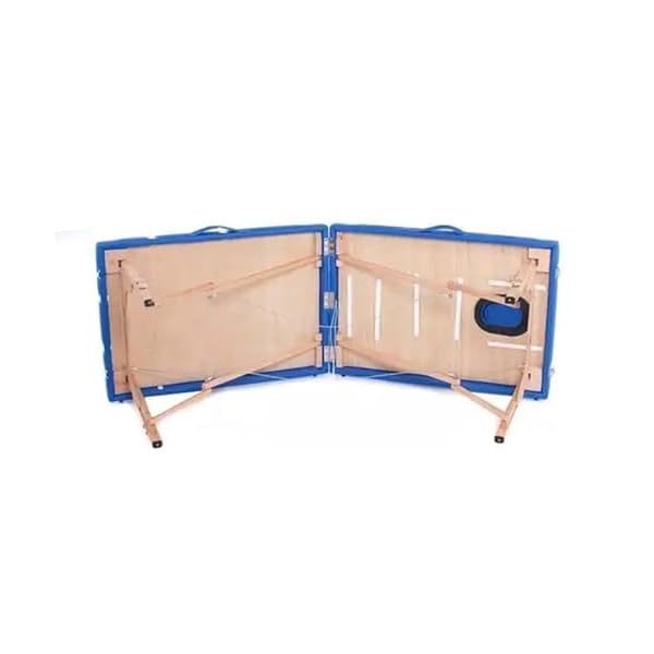 QUIRUMED Table de Massage Pliable en Bois Easy, Couleur Bleue, 194 x 70 cm, Table de Massage, Massage physiothérapie, Similicuir tête articulée, Hauteur réglable, 2 Corps jusqu'à 150 kg