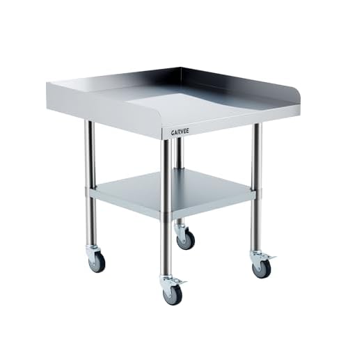 Stainless Steel Work Table 30 * 36 Inch with Wheels & 3-Sided Backsplash, Heavy Duty Commercial Prep Table, Adjustable Shelves, 4 Casters (2 Locking) for Kitchen, Restaurant, Home, Hotel