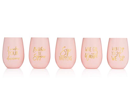 Loco Llama Tritan Plastic Funny Wine Glasses - Pour The Wine His Last Name Is Mine, Sip Happens, Pour Decisions - Bachelorette Party - Girls Trip Birthday Gift For Women (6, Bride And Bridesmaid Set) #TOP2